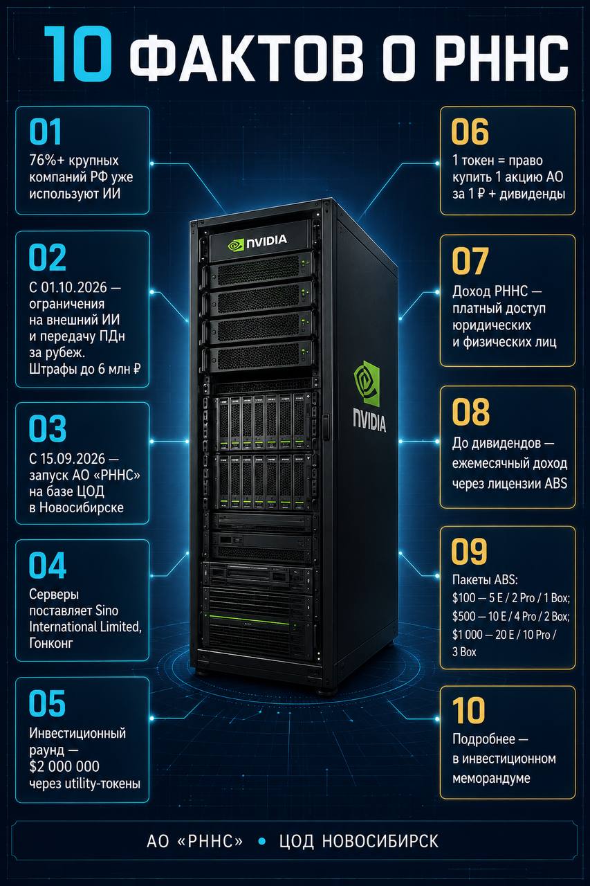 Инфографика «10 фактов о РННС»: серверная стойка NVIDIA в ЦОД